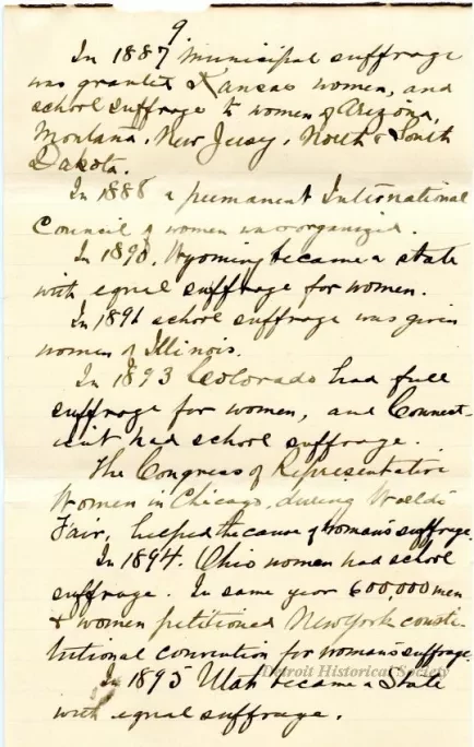 Letter - Woman's Suffrage - Retrospect and Prophecy