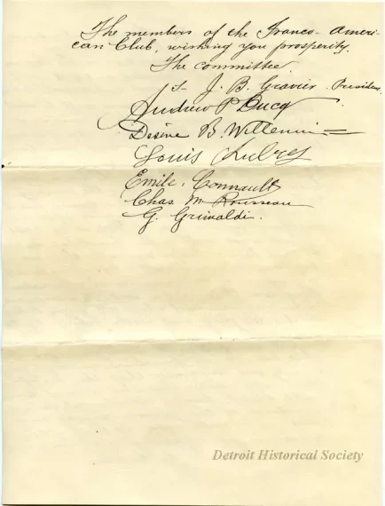 Letter - The Franco-American Club