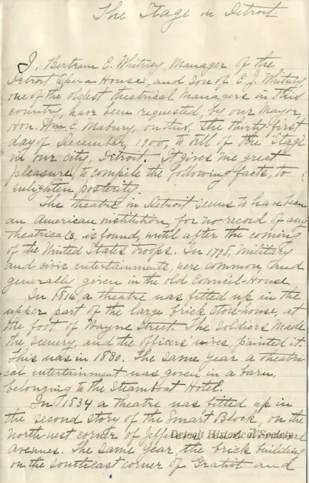 Letter - The Stage in Detroit