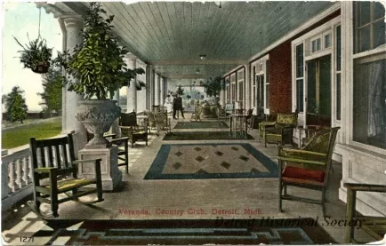 Postcard - Veranda, Country Club, Detroit, Mich. - Veranda, Country Club, Detroit, Mich.