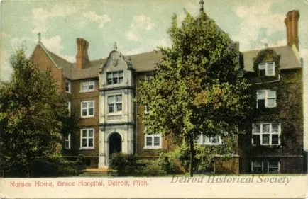Postcard - Nurses Home, Grace Hospital, Detroit, Mich.