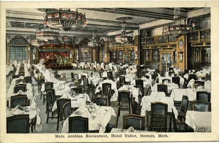 Postcard - Main Arabian Restaurant, Hotel Tuller, Detroit, Mich.