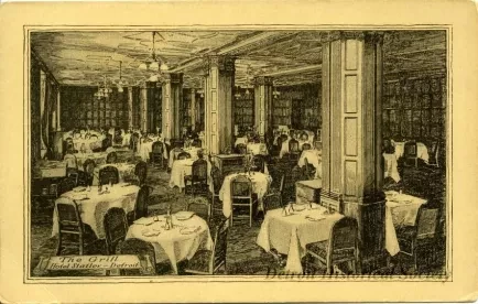 Postcard - The Grill, Hotel Statler - Detroit