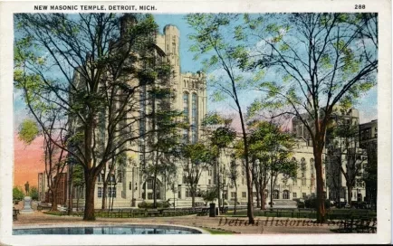 Postcard - New Masonic Temple, Detroit, Mich.