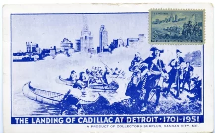 Postcard - The Landing of Cadillac at Detroit - 1701-1951