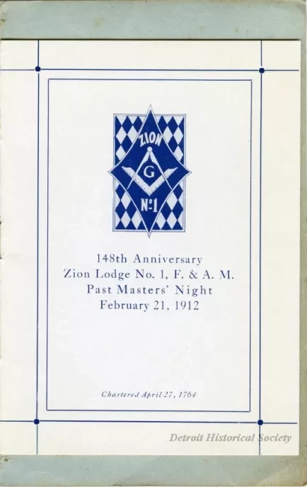 Program - Zion Lodge No. 1 F. & A.M. Past Master's Night, February 21, 1912