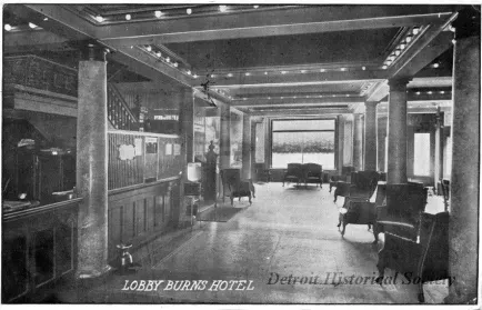 Postcard - Lobby, Burns Hotel