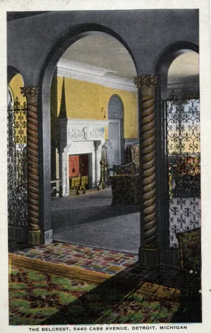 Postcard - The Belcrest, 5440 Cass Avenue, Detroit, Michigan