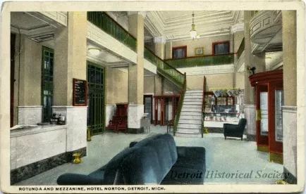 Postcard - Rotunda and Mezzanine, Hotel Norton, Detroit, Mich. - Rotunda And Mezzanine, Hotel Norton, Detroit, Mich.