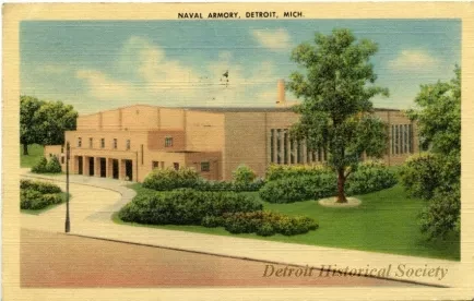 Postcard - Naval Armory, Detroit, Mich.