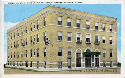 Postcard - Hotel McGraw, 5605 Junction Avenue, Corner McGraw, Detroit. - Hotel McGraw, Detroit