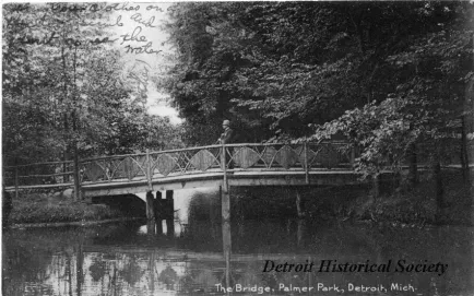 Postcard - The Bridge, Palmer Park, Detroit, Mich.