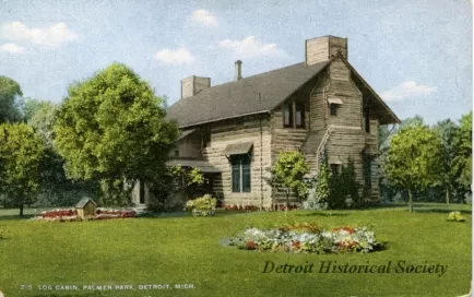 Postcard - Log Cabin, Palmer Park, Detroit, Mich.