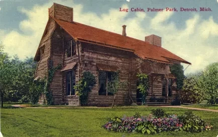 Postcard - Log Cabin, Palmer Park, Detroit, Mich.