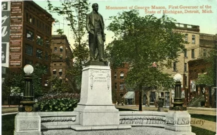 Postcard - Monument of George Mason, First Governor of the State of Michigan, Detroit, Mich.