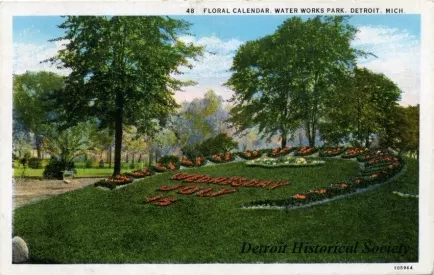 Postcard - Floral Calendar, Water Works Park, Detroit, Mich.