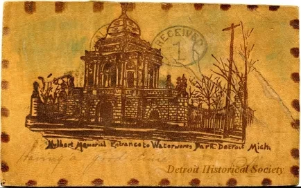 Postcard - Hurlbut Memorial Entrance to Water Works Park, Detroit, Mich.