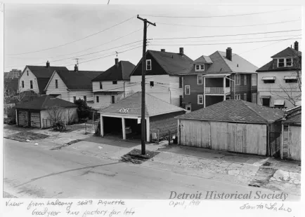 Print, Photographic - View from Balcony 3629 Piquette, Goodyear Tire Factory far left