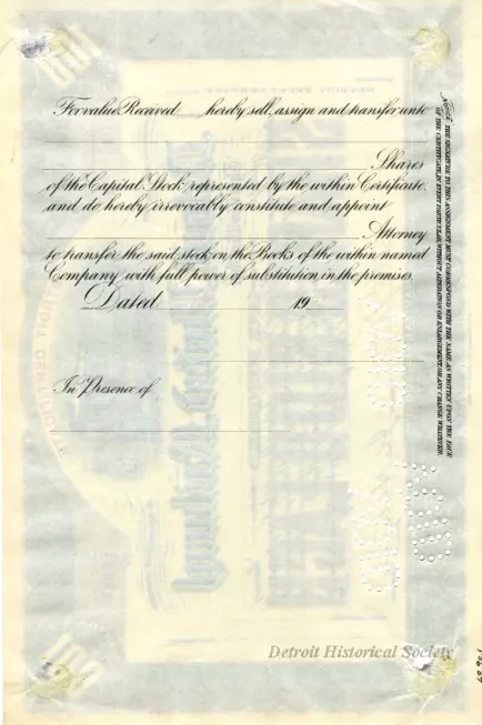 Certificate, Stock - Detroit United Railway
