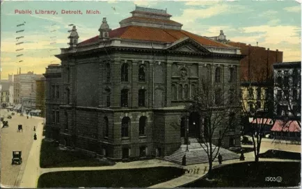 Postcard - Public Library, Detroit, Mich.