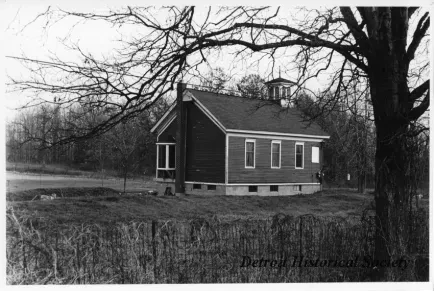Print, Photographic - Eaton School, Lake Orion, Michigan, Oakland Township - rear-side view