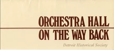 Booklet - Orchestra Hall: On the Way Back