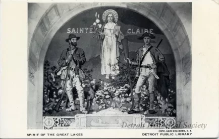 Postcard - Spirit of the Great Lakes, Detroit Public Library