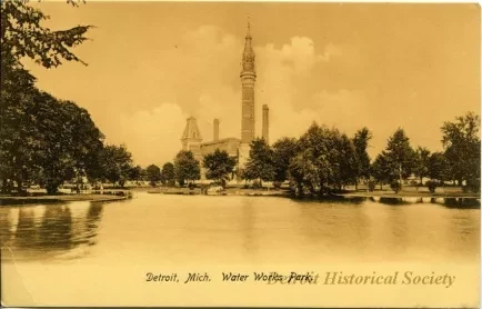 Postcard - Detroit, Mich. Water Works Park.