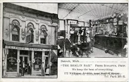 Postcard - Detroit, Mich. "The Berlin Bar"