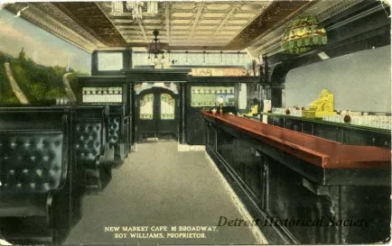 Postcard - New Market Cafe, 85 Broadway, Roy Williams, Proprietor.