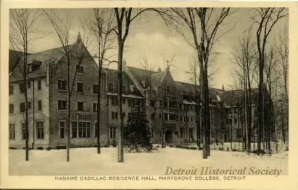 Postcard - Madame Cadillac Residence Hall, Marygrove College, Detroit