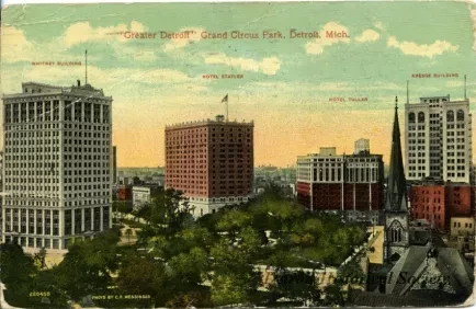 Postcard - "Greater Detroit" Grand Circus Park, Detroit, Mich.