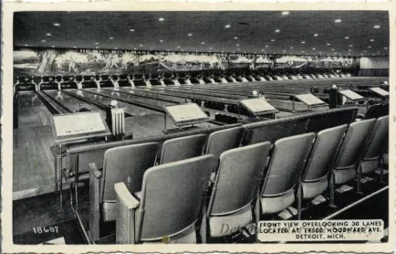 Postcard - Front View Overlooking 30 Lanes, Located at 19600 Woodward Ave. Detroit, Mich.