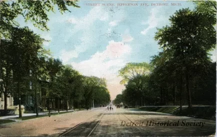 Postcard - Street Scene, Jefferson Ave., Detroit, Mich.