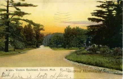 Postcard - Western Boulevard, Detroit, Mich.