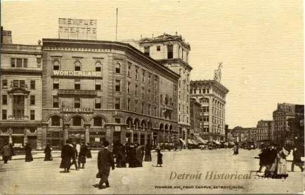 Postcard - Monroe Ave, From Campus, Detroit, Mich.