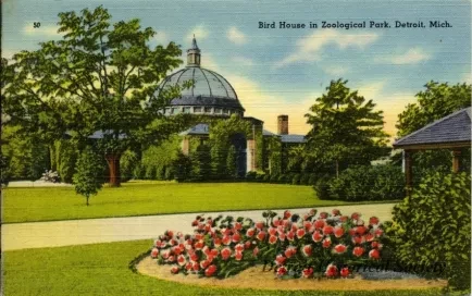 Postcard - Bird House in Zoological Park, Detroit, Mich.