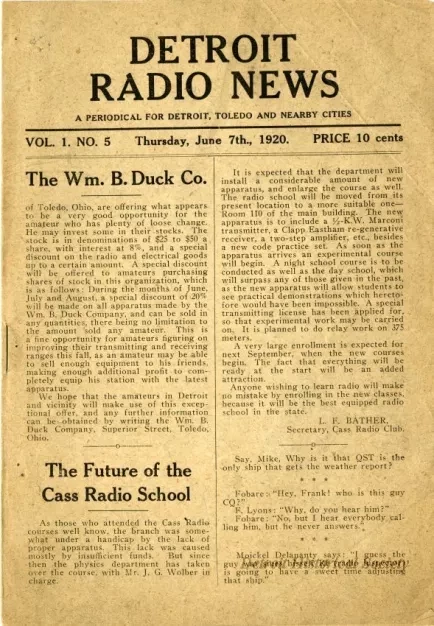Newsletter - Detroit Radio News, Vol. 1, No. 5