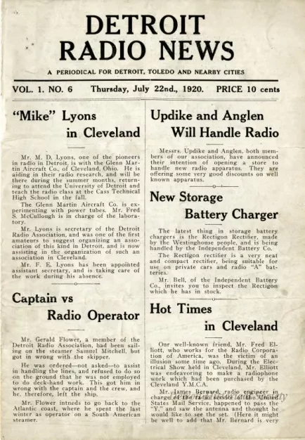 Newsletter - Detroit Radio News, Vol. 1, No. 6