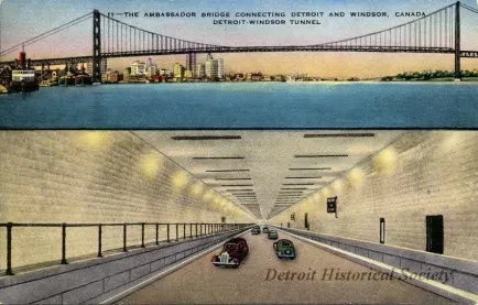 Postcard - The Ambassador Bridge Connecting Detroit and Windsor, Canada
Detroit-Windsor Tunnel