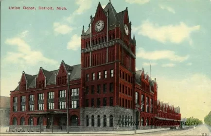 Postcard - Union Depot, Detroit, Mich.