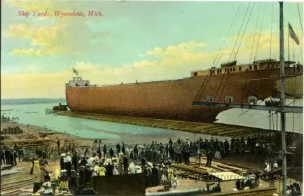 Postcard - Ship Yards, Wyandotte, Mich.