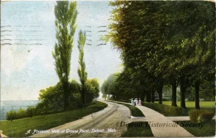 Postcard - A Pleasant Walk at Grosse Point, Detroit, Mich.