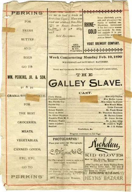 Program, Theater - H.C. Miner's Grand Theatre Bill of the Play