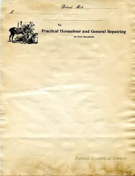 Bill-of-sale - P. Daigneau, Dr. - Practical Horseshoer and General Repairing
P. Daigneau & Van Antwerp, Dr. - Practical Horseshoers