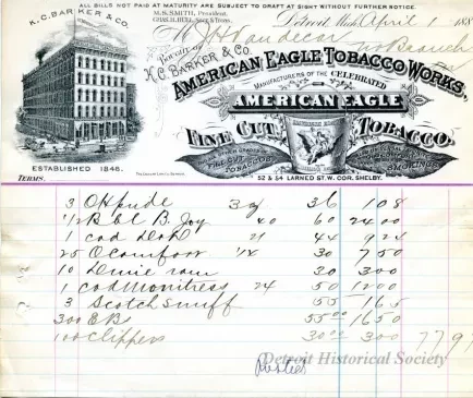 Receipt - American Eagle Tobacco Works
