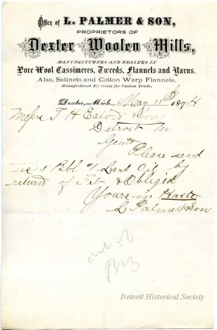 Letter - Dexter Woolen Mills