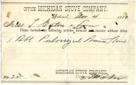 Form, Order - Office Michigan Stove Company