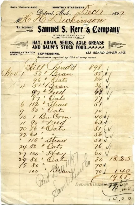 Invoice - Samuel S. Kerr & Company 
Monthly Statement
