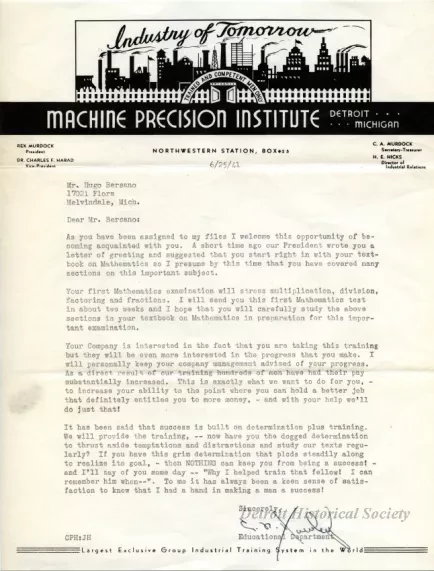 Letter - Machine Precision Institute